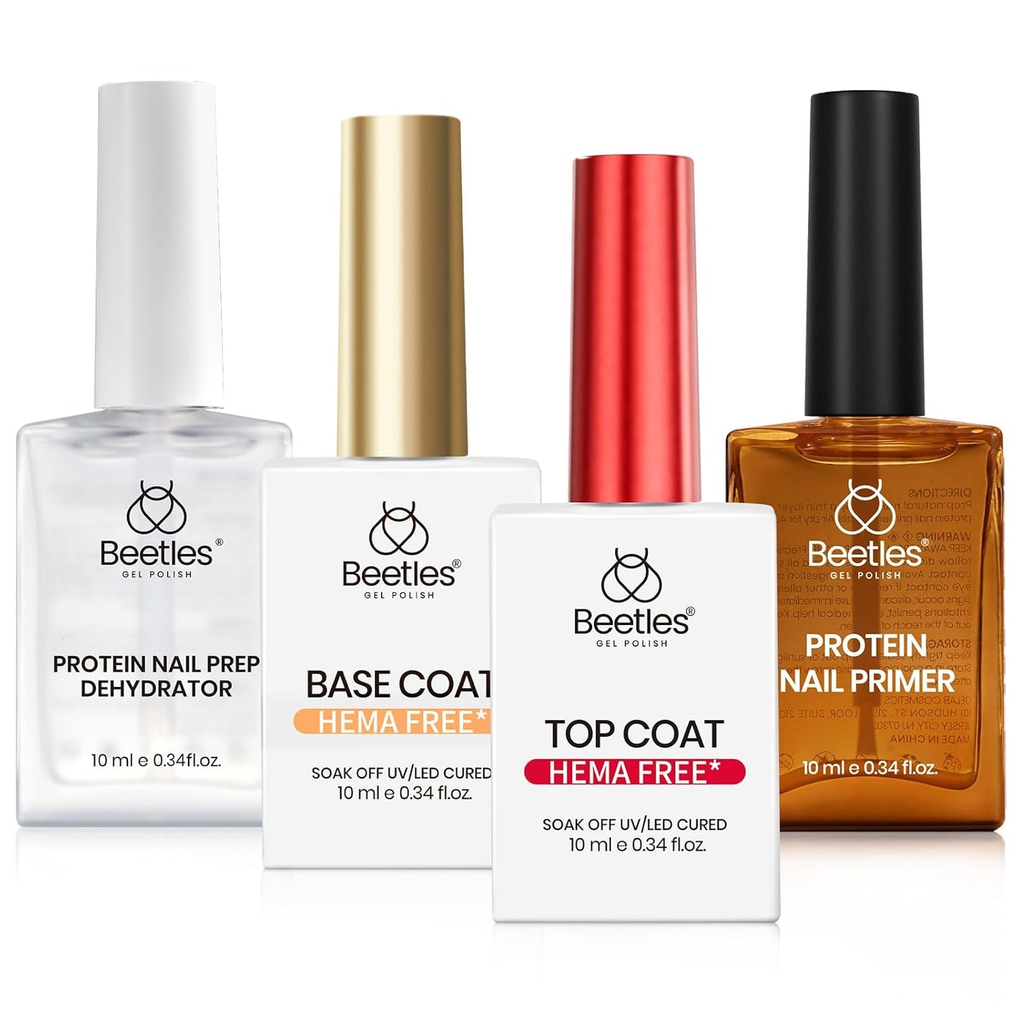 Beetles Nail Prep Dehydrator & Primer | Hema-Free Gel Base & Top Coat Kit for Sensitive Nails