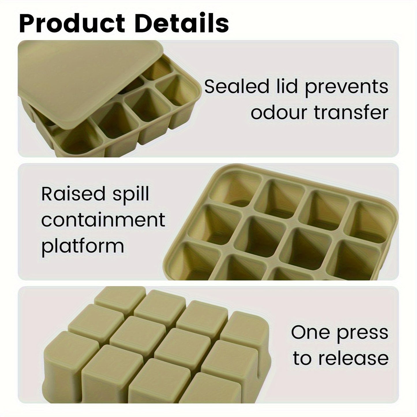 Flexible 12-Cube Silicone Ice Tray, Easy Release, Dishwasher And Oven Safe, Reusable With Lid For Whiskey, Broth & Meal Prep（Blue）