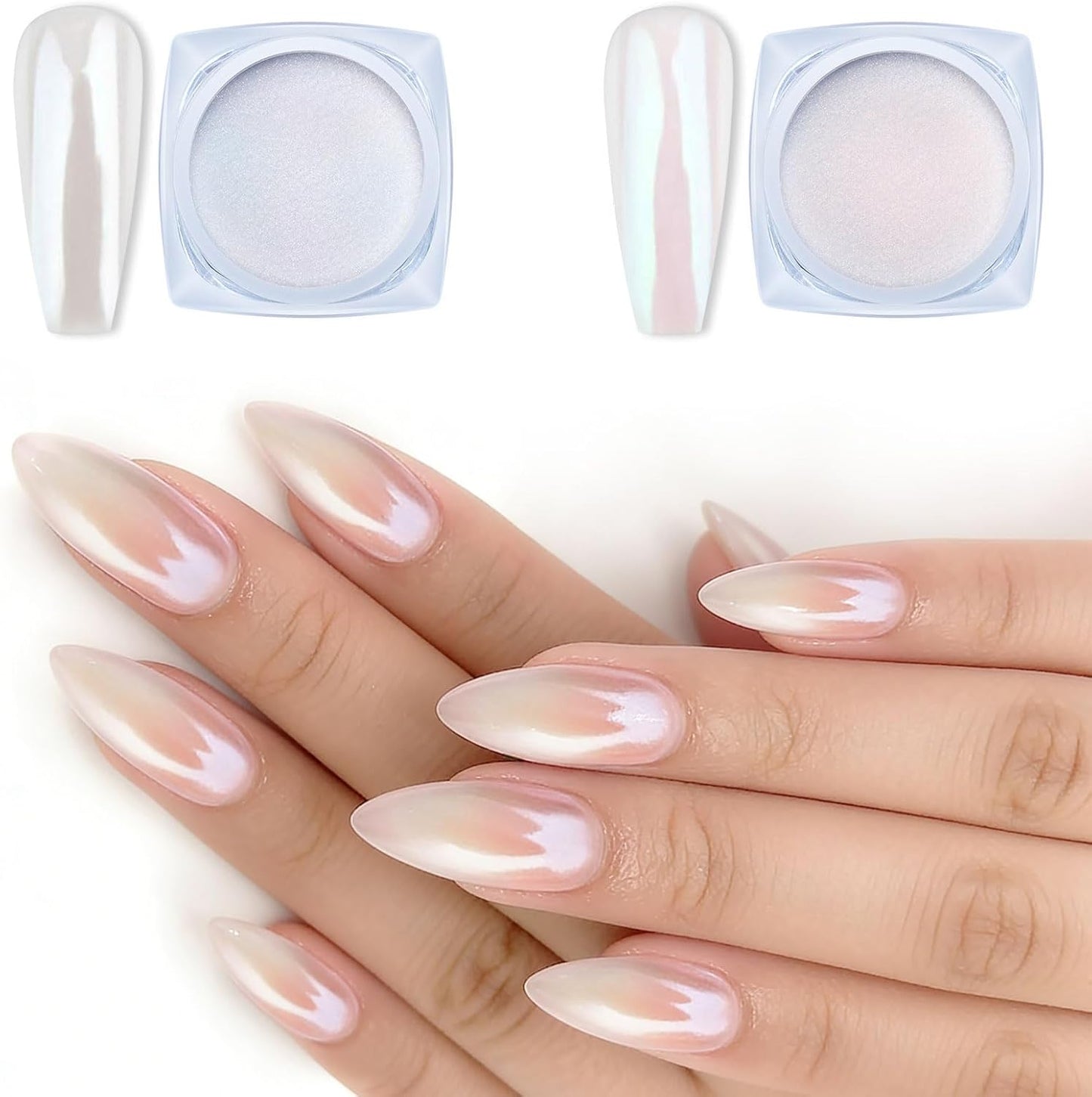 Chrome Nail Powder Kit - 24 Jars Magic White Pearl & Metallic Colors for Stunning Nail Art | Holographic Pigment for Resin Crafts