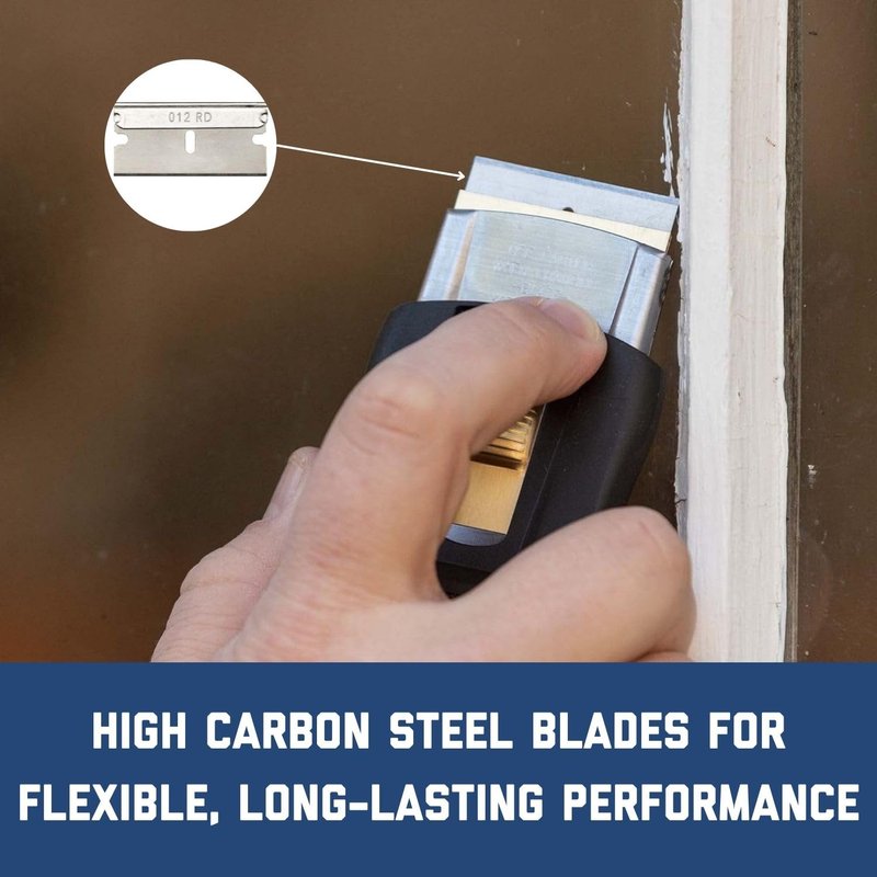 AccuTec Pro 0.012" Aluminum Backed Single Edge Razor Blades - Includes 100 Heavy Duty Carbon Steel Utility Blades - For General Use and Industrial Applications - APBL-7001