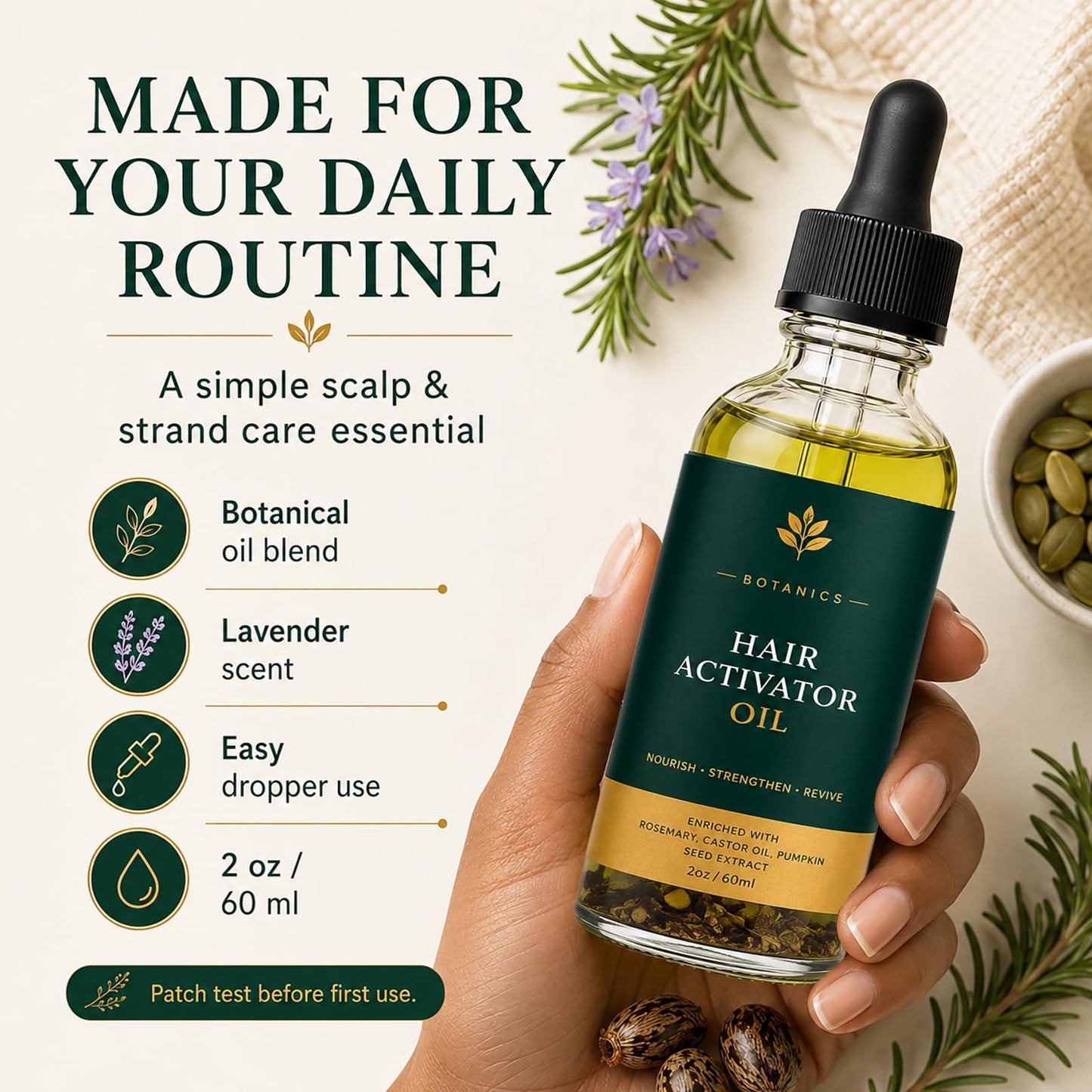 BCYXLR Organics Hair Activator Oil, with Rosemary Oil, Castor Oil, Pumpkin Seed Extract, Aloe Vera & Vitamin E, Nourishing Scalp Oil for Smoother, Shinier-Looking Daily Care (1)