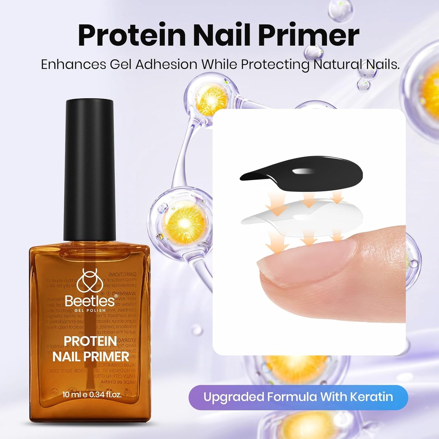 Beetles Nail Prep Dehydrator & Primer | Hema-Free Gel Base & Top Coat Kit for Sensitive Nails