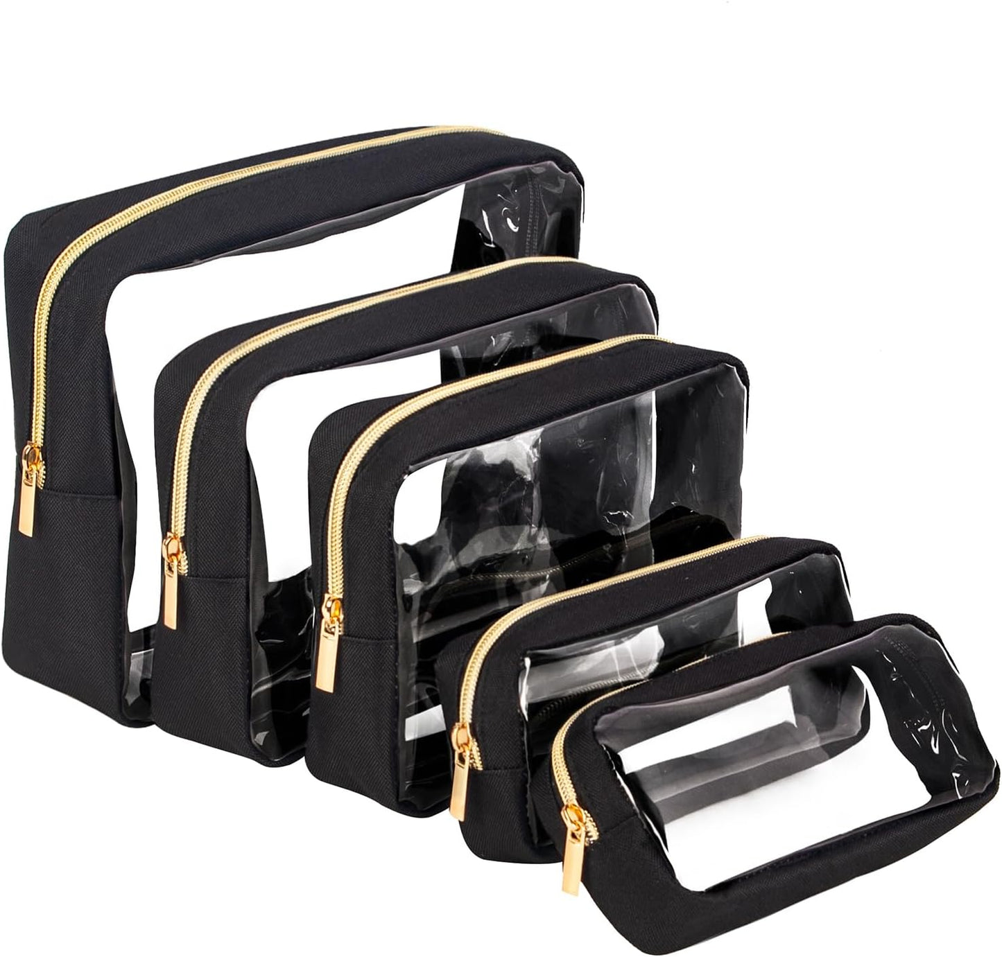 TSA Approved 5-Piece Diaper Bag Organizer Set - Clear Waterproof TPU Travel Packing Cubes for Baby (Pink Leather)