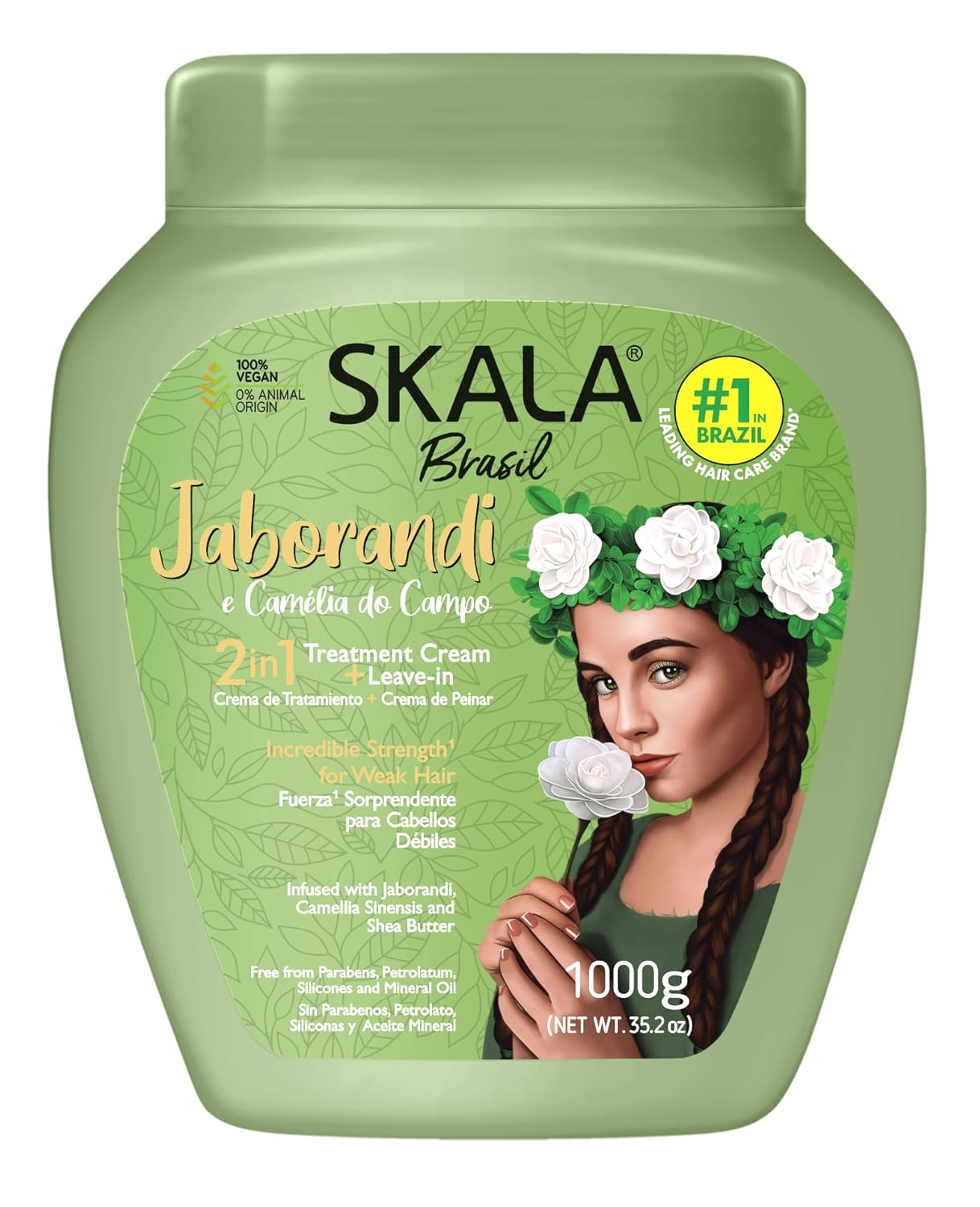 SKALA Jaborandi & Camellia 2-in-1 Treatment Cream - Vegan Leave-In Conditioner & Hydration Mask for All Hair Types | 1000g