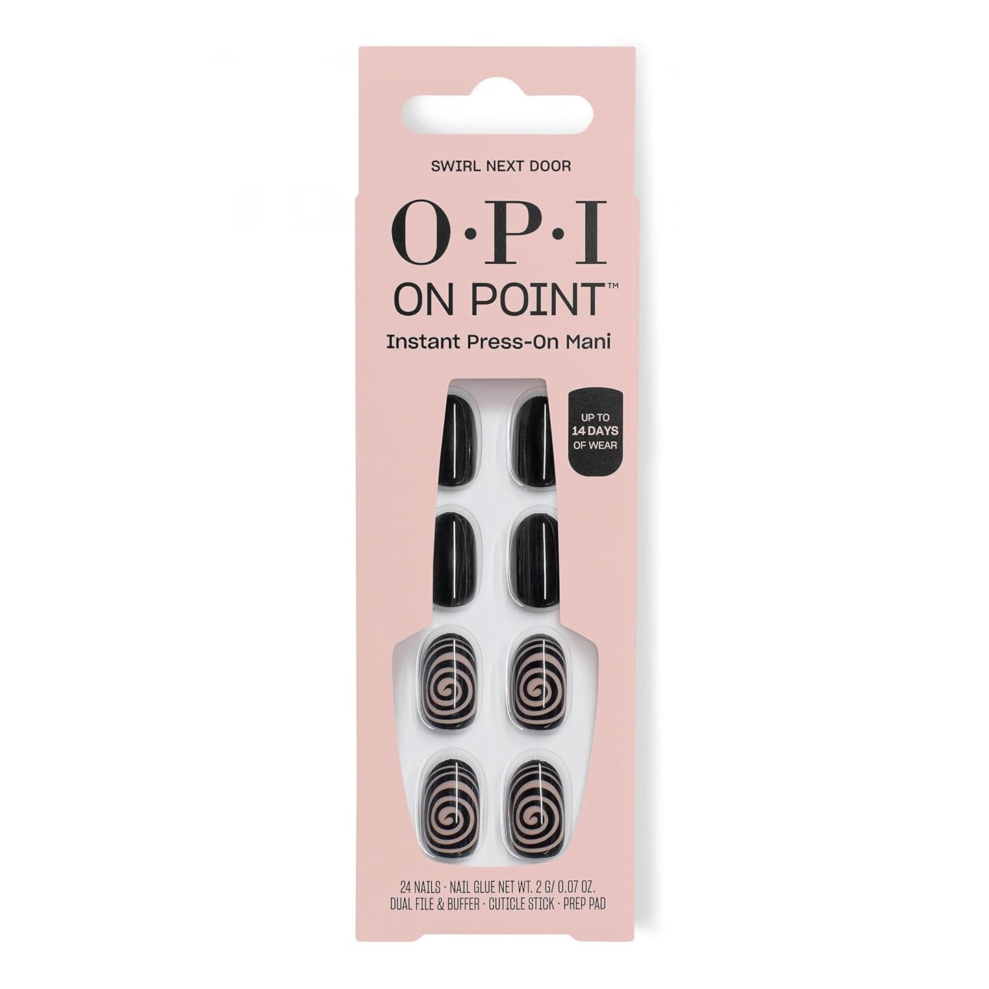 OPI On Point Press On Nails - Short Round & Squoval Nail Art | 24 Count with Glue | Long-Lasting & Reusable