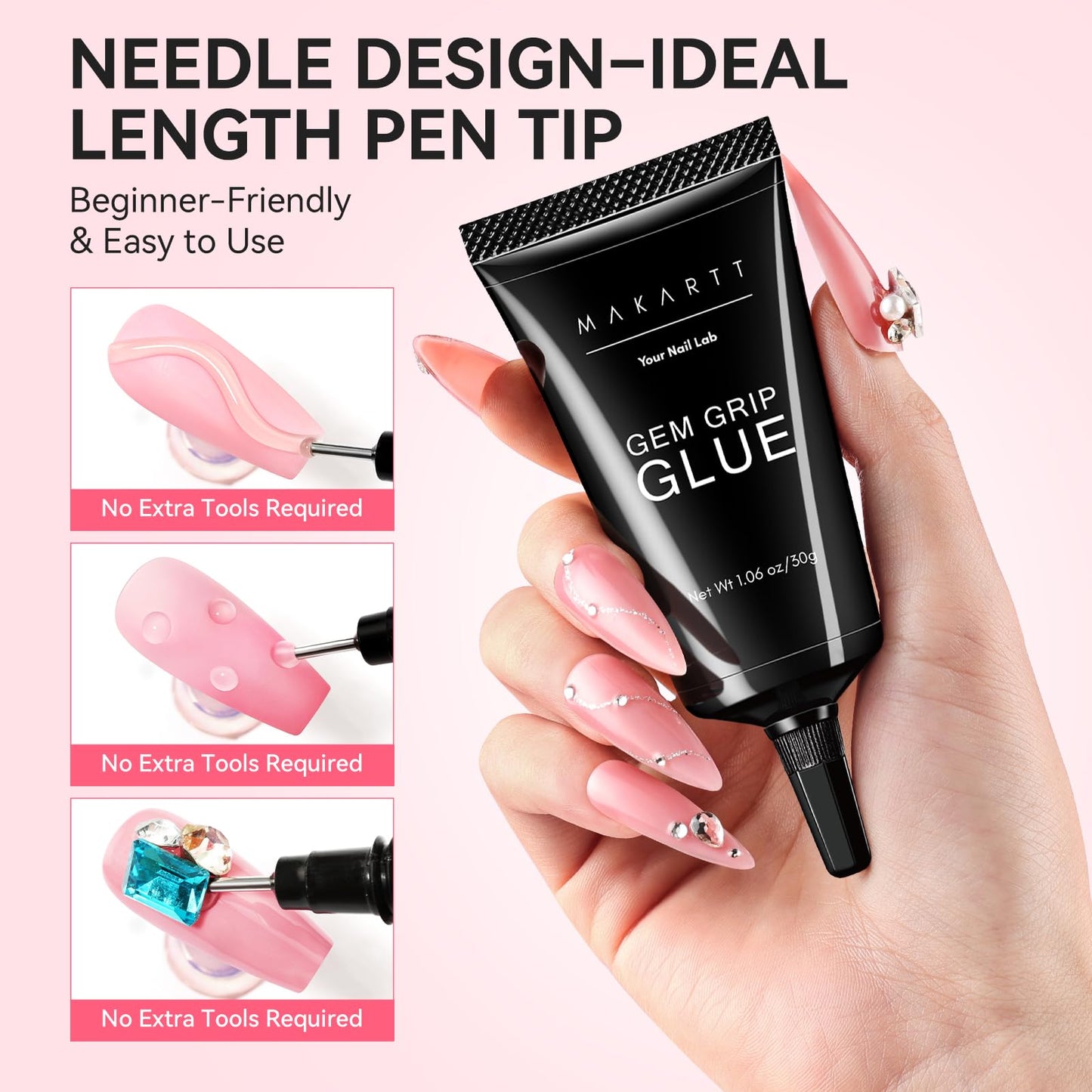 Makartt Nail Gem Glue: Precision Gel for Tiny Gems and Gap Filling 2 x 30ml
