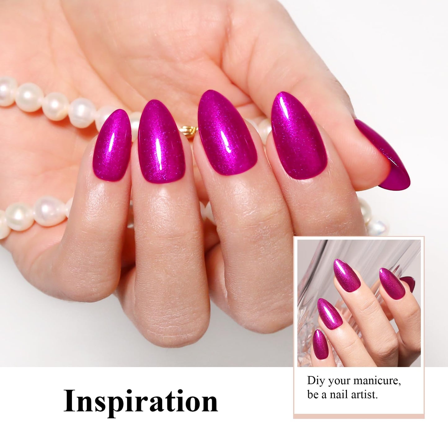 Imtiti Pearl Gel Nail Polish,0.5 Fl Oz Wine Red Glitter Drawing Gel Polish Shell Thread Shimmer Mermaid Nail Gel Polish Soak Off UV LED for Home DIY Nail Art Manicure Salon