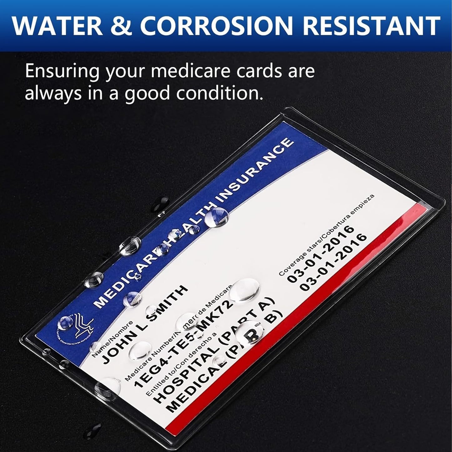 4 Pack Clear PVC Card Protector Sleeves, Waterproof, Scratch-Resistant, for Medicare, Credit, Business and Social Security Cards