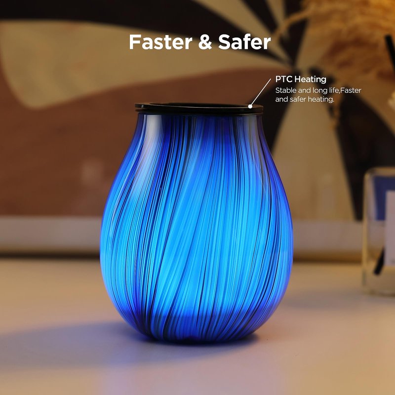 Electric Wax Melt Burner Art Glass Scented Candle Warmer with Timer and 7 led Color Changing Removable Silicone Dish for Wax Melts Fragrance Oil Night Light Candle Warmer for Home