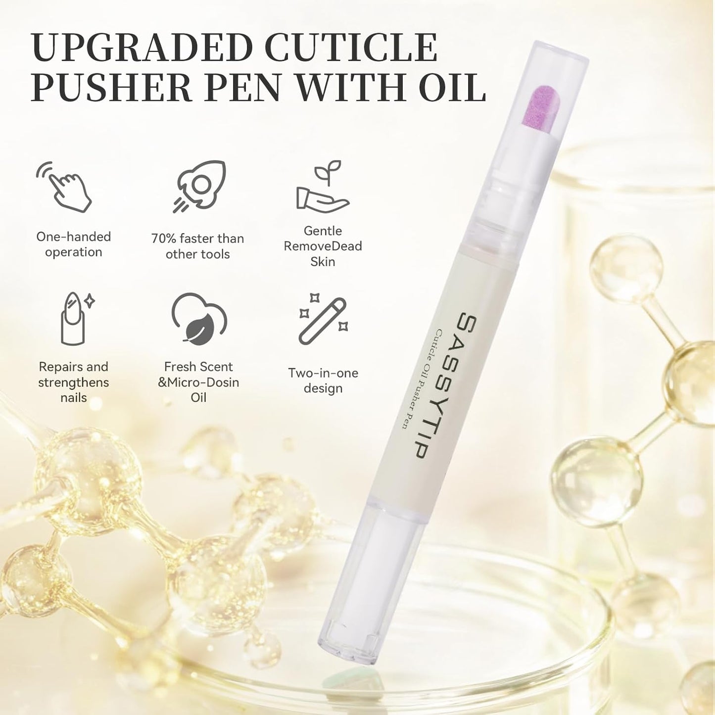 Cuticle Remover Oil Pen - Fragrance-Free Nail Care Gel for Moisturizing & Strengthening Dry Cuticles | Portable Beige Pen