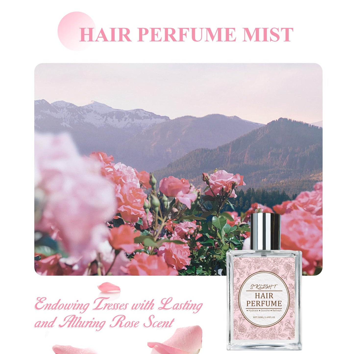 Hair Perfume for Women - Long-Lasting Scent, Frizz Control & Odor-Eliminating Formula, Pheromone-Infused, Hair & Body Fragrance Mist, Perfume Oil Nourishes & Hydrates, Fresh Romantic Rose Scent