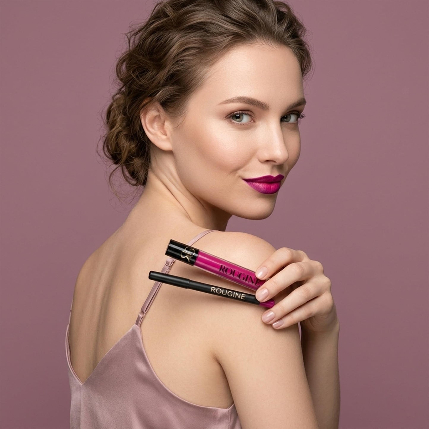 Rougine Matte Lipstick & Lip Liner Set for Women – French Kiss Shade – Long-Lasting Waterproof 2-in-1 Lip Kit – Smudge-Proof Liquid Lipstick with Precision Liner, Enriched with Vitamin E & Shea Butter