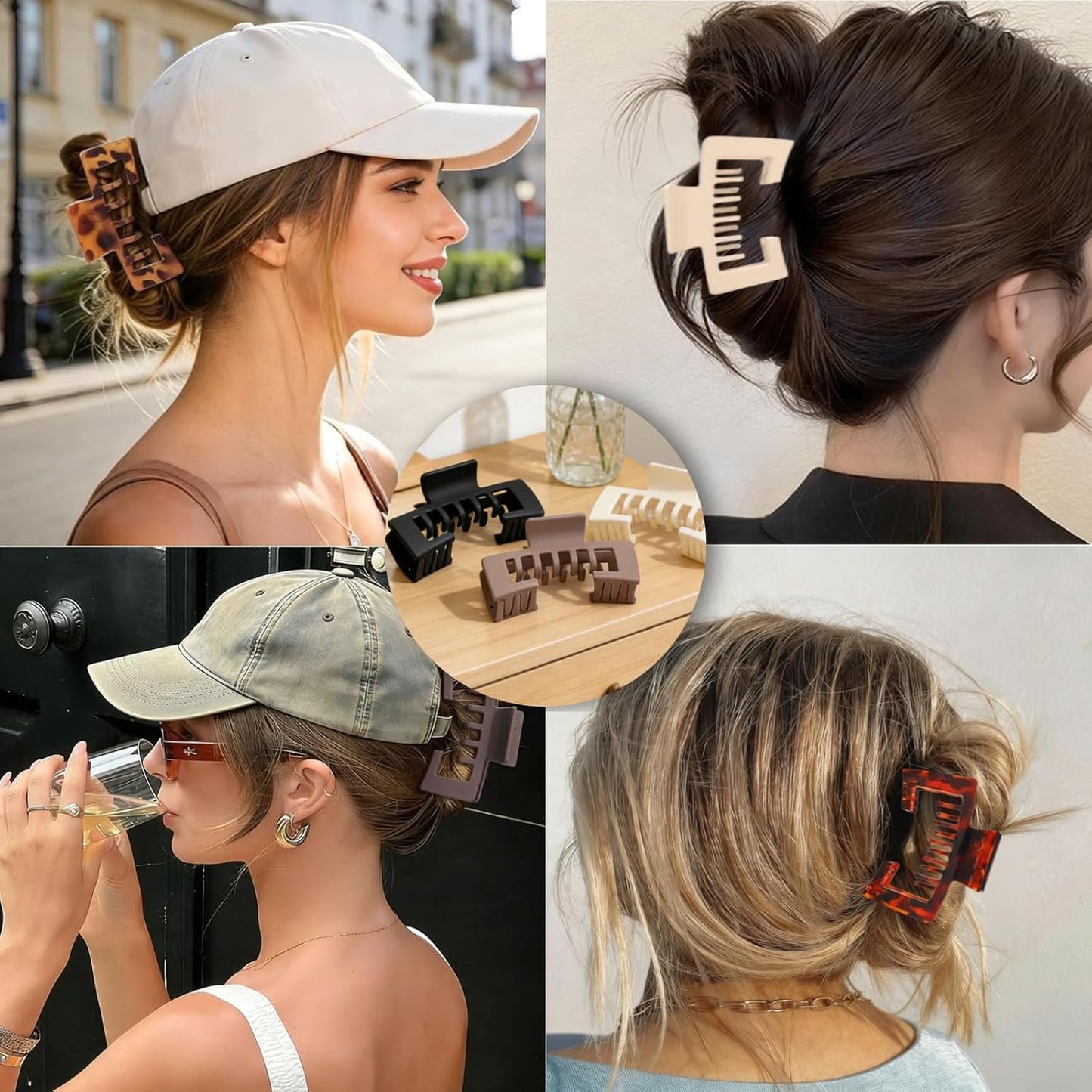 Women’s Baseball Cap Claw Clip - Stylish Hair Accessory for Sports | Black