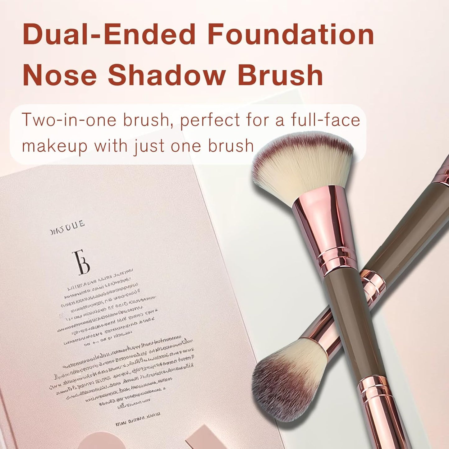 Double-Ended Foundation Makeup Brush - Angled & Round Top for Liquid, Powder & Cream Blending | Champagne Gold