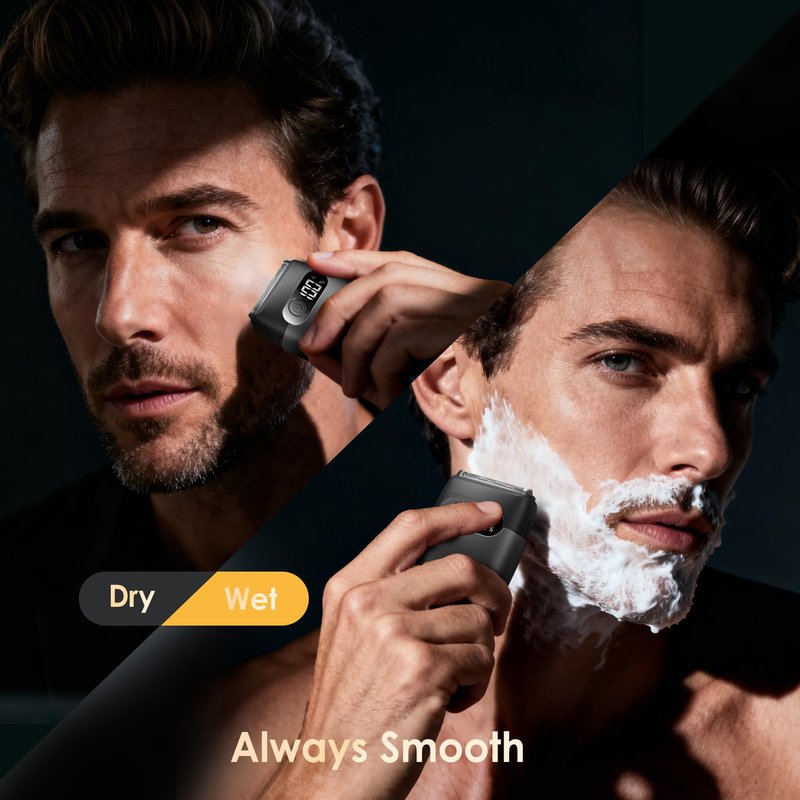 Electric Razor for Men, Foil Shaver and Beard Trimmer for Dry and Wet,Battery LED Display USB-C Fast Charge, IPX7 Waterproof Portable Travel Shaver