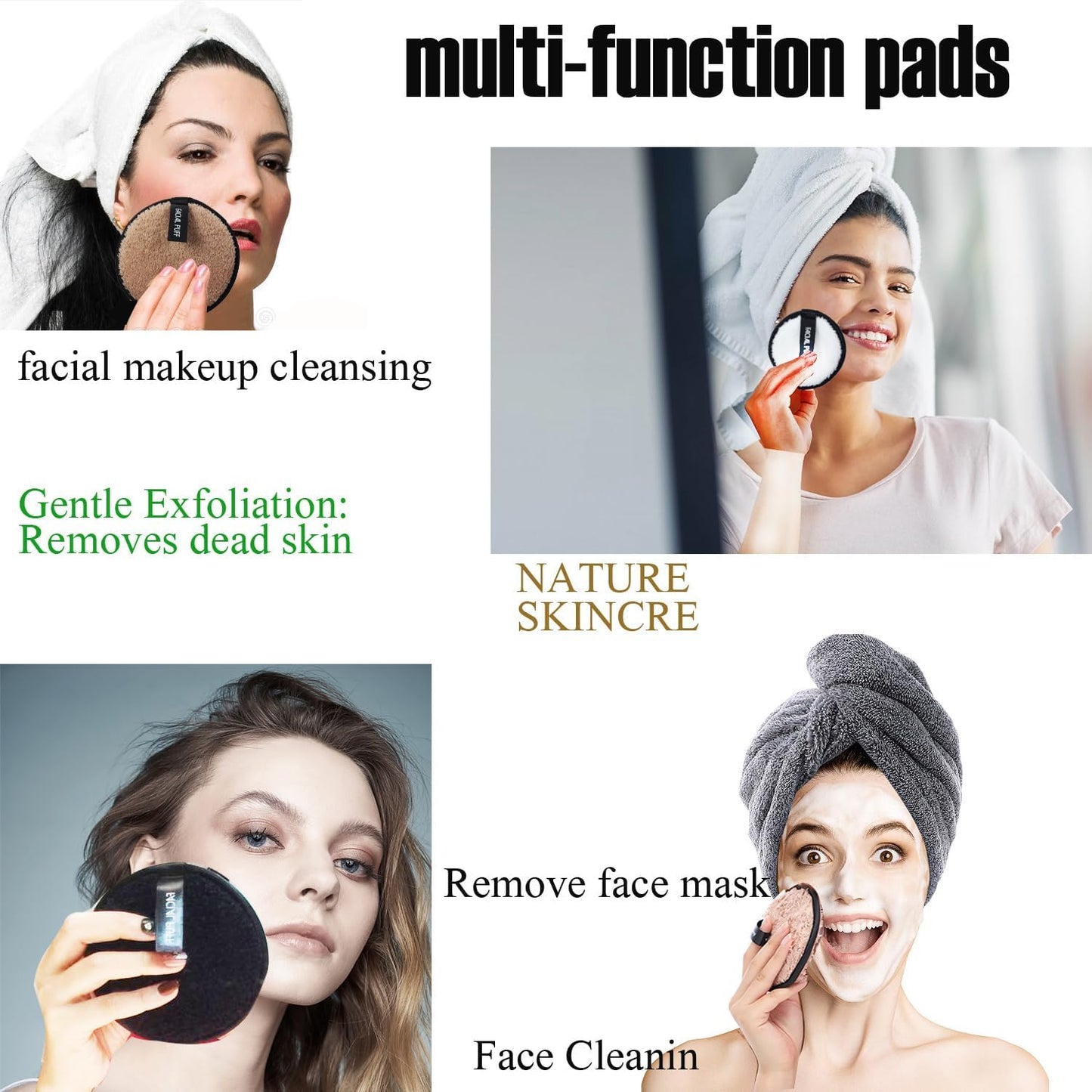 Reusable Makeup Remover Pads - Soft, Hypoallergenic Facial Wipes for Makeup Removal | 6 PCS
