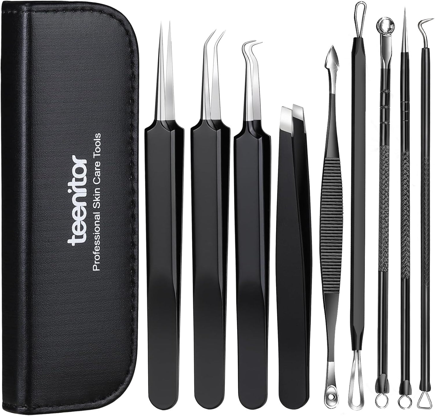 Blackhead Remover Tool Kit - 9 Pcs Stainless Steel Comedone Extractor for Acne, Pimples & Whiteheads | Facial Care Tools