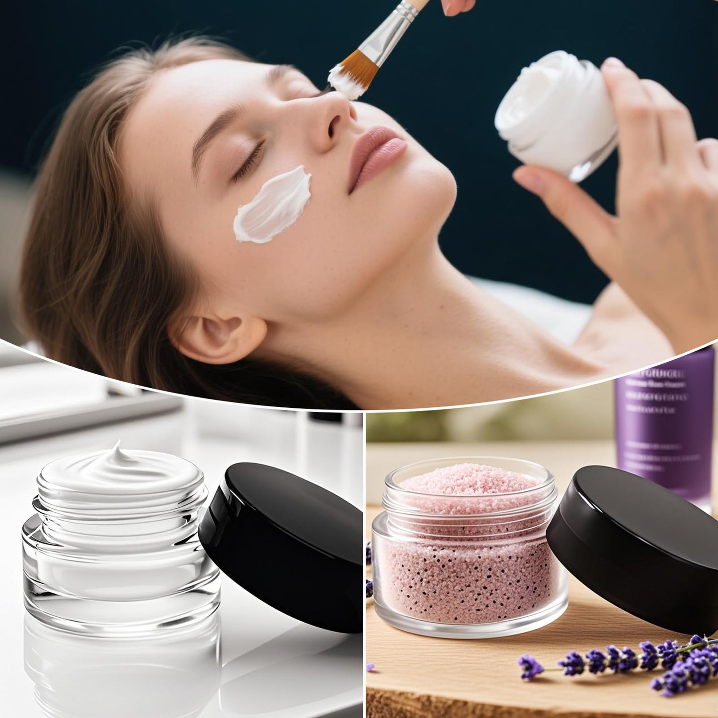 Seuqhck 90 Pack 5ml Small Clear Jars with Black Lids and Spoons, Empty Glass Cosmetic Containers Bulk with Liner Airtight Cream Bottle for Beauty Product Samples, Travel, Lotions, Essences