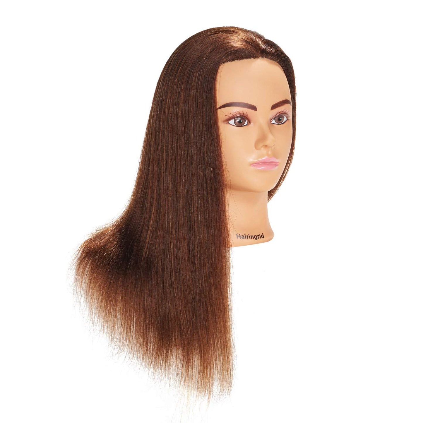 Hairingrid Mannequin Head - 20-22" 100% Human Hair Training Head with Clamp Holder | Ideal for Cosmetology