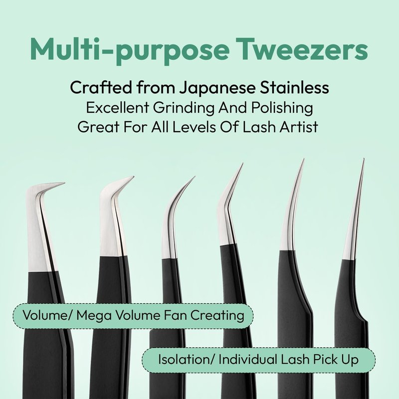 Eyesy Lash Eyesy Boot Lash Tweezer | Professional Volume False Lash Application Tool | Multi Shapes & Purposes Tweezers | Non-Slip Grip Tweezers (Black)