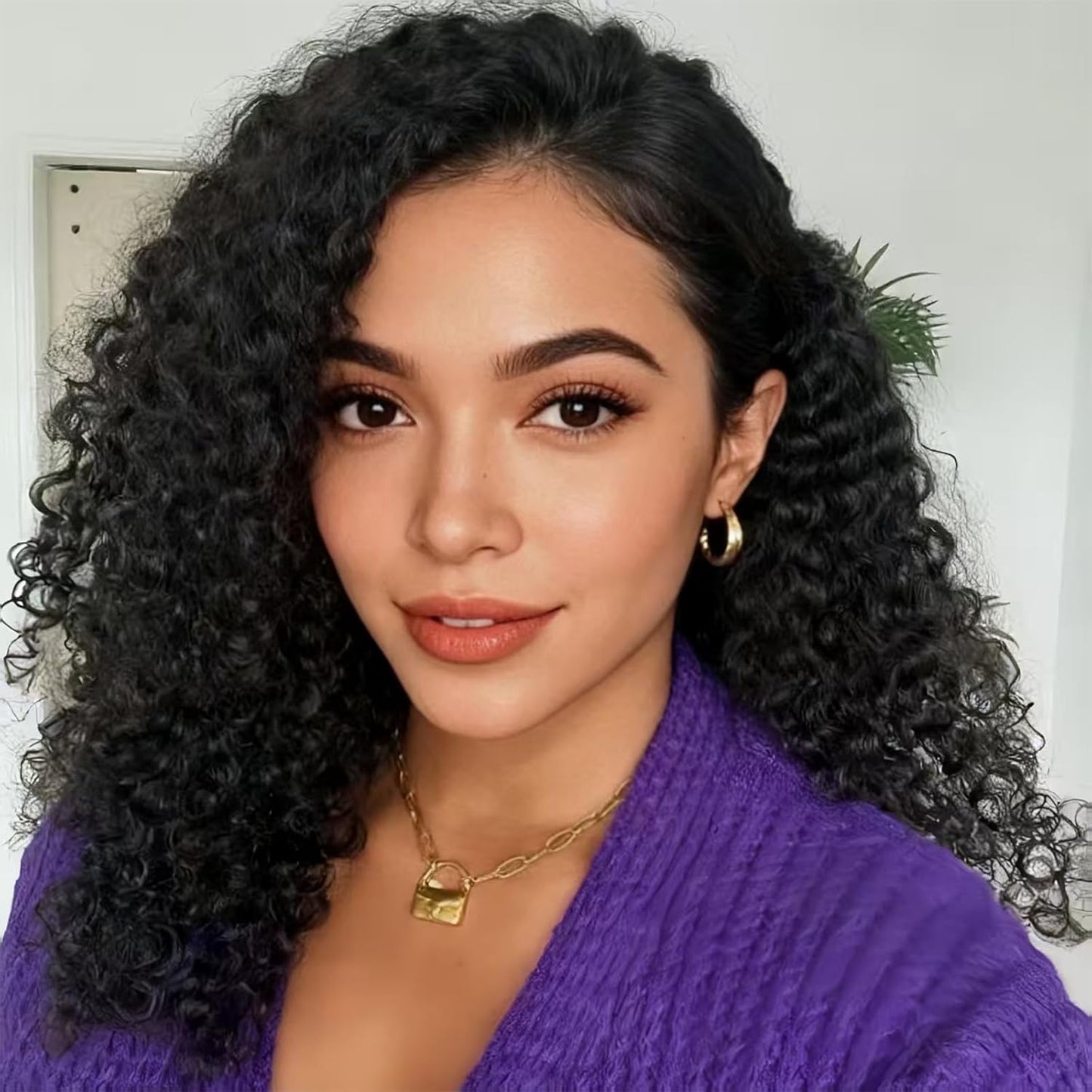 Half Wig Human Hair - 12 Inch Deep Wave Seamless Flip Over | Curly Drawstring Style in Natural Color