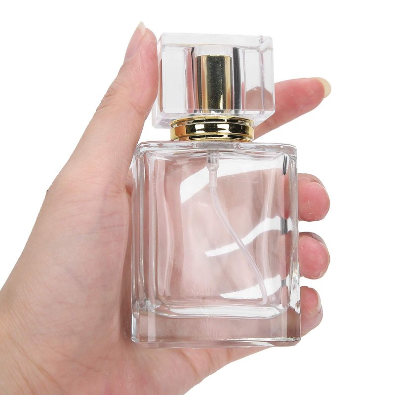 50ml Refillable Perfume Bottle – Glass Spray Atomizer with Applicator, Transparent Empty Container for Travel & DIY Perfume (03)