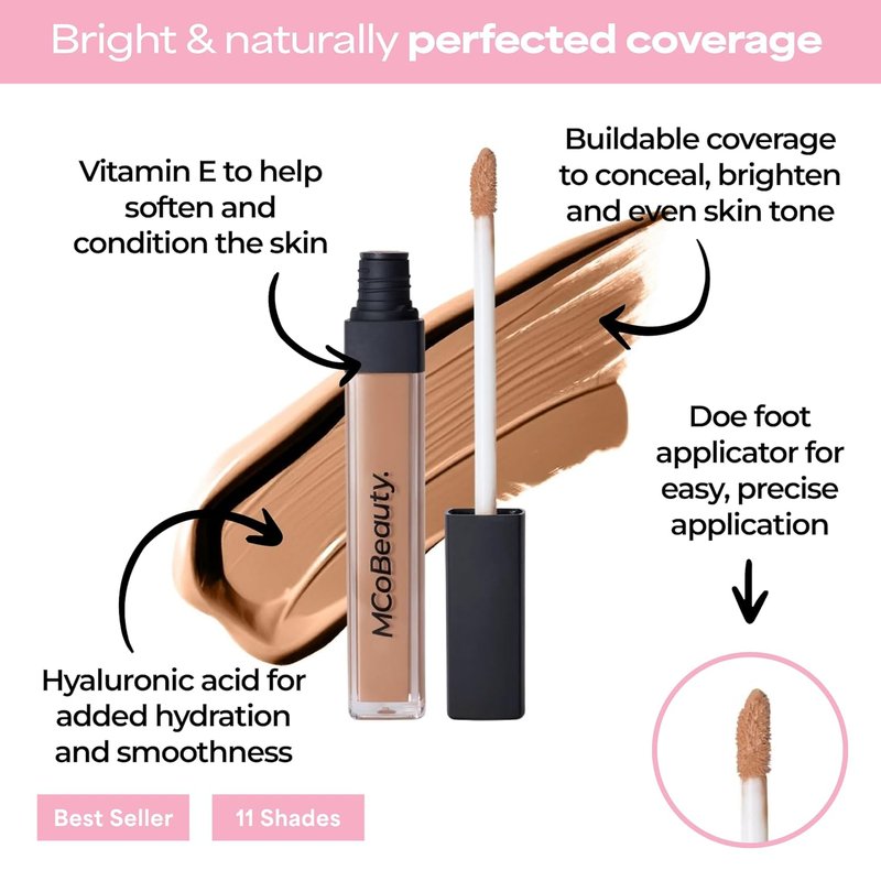 Brighten & Perfect Cream Concealer - Medium Deep Bronze | Hydrating, Buildable Coverage for Dark Circles & Blemishes, Vegan & Cruelty-Free