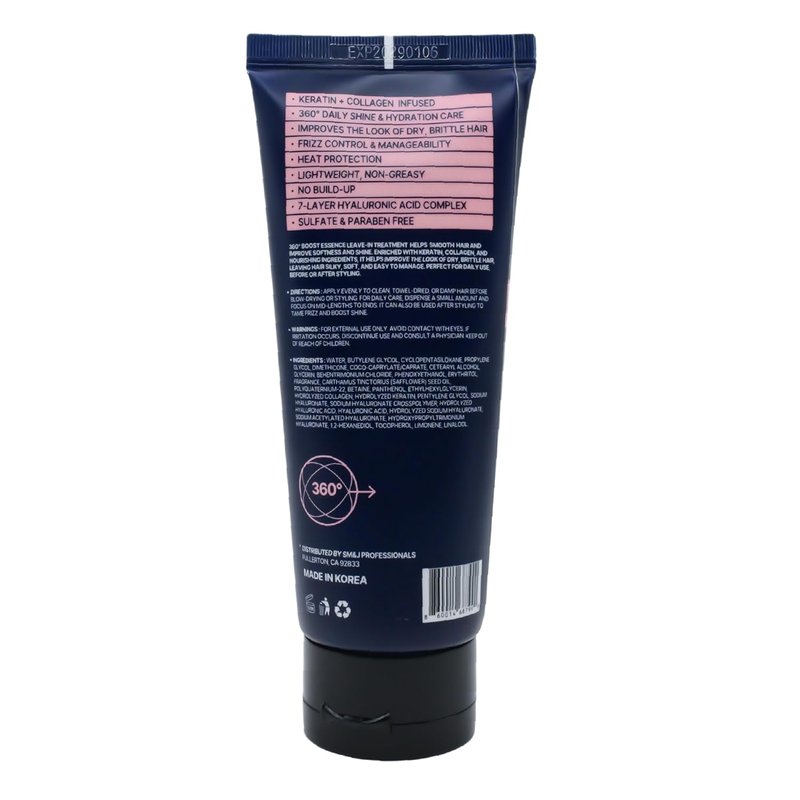 360° Boost Essence Leave-In Treatment - Silky K-Beauty Hair Serum, Anti-Frizz & Shine, Keratin & Collagen | 5.07 FL OZ
