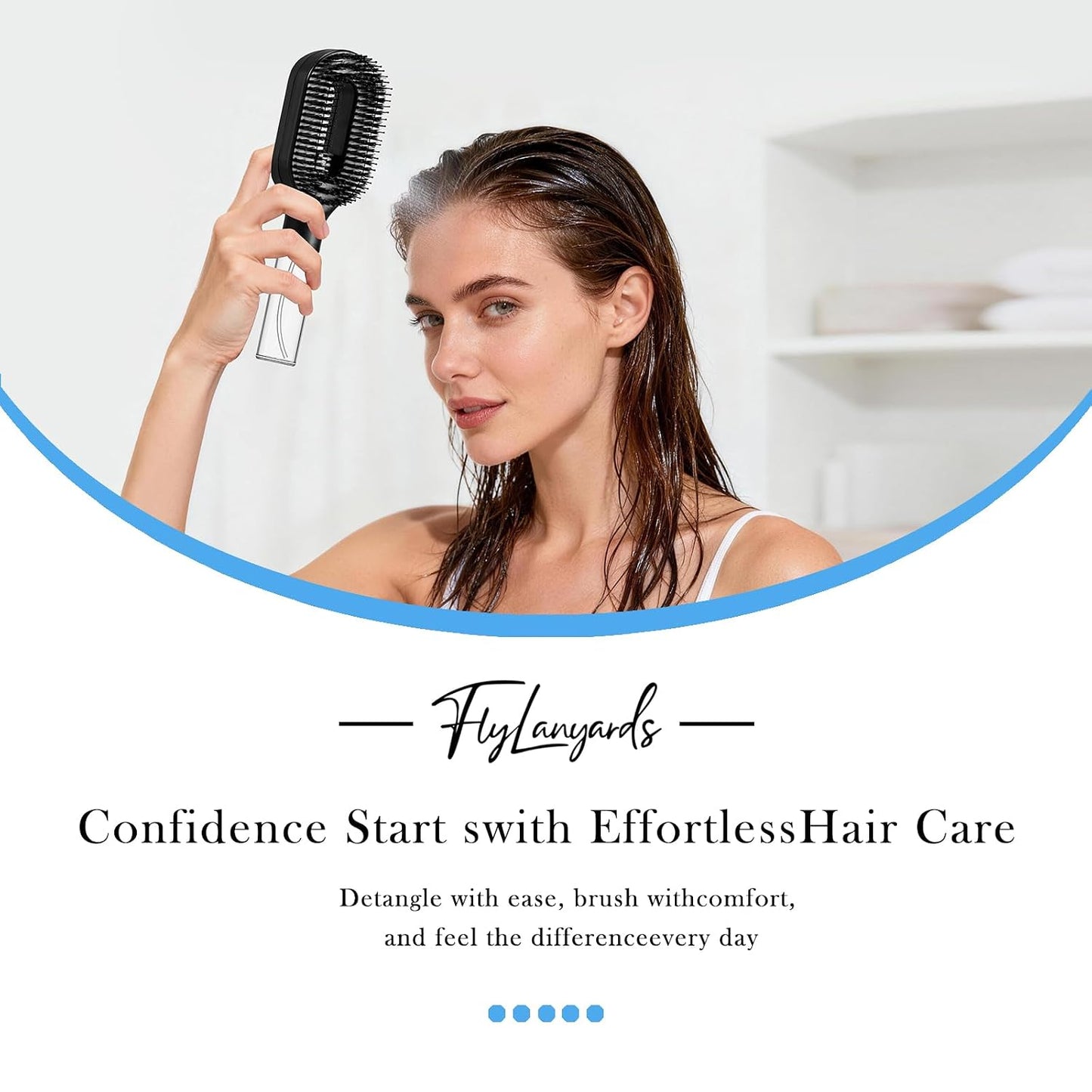 Non-Electric 2-in-1 Detangler Hair Brush with Mister Spray - Wet & Dry for Curly, Wavy & Straight Hair | 50ml Reservoir (Black)