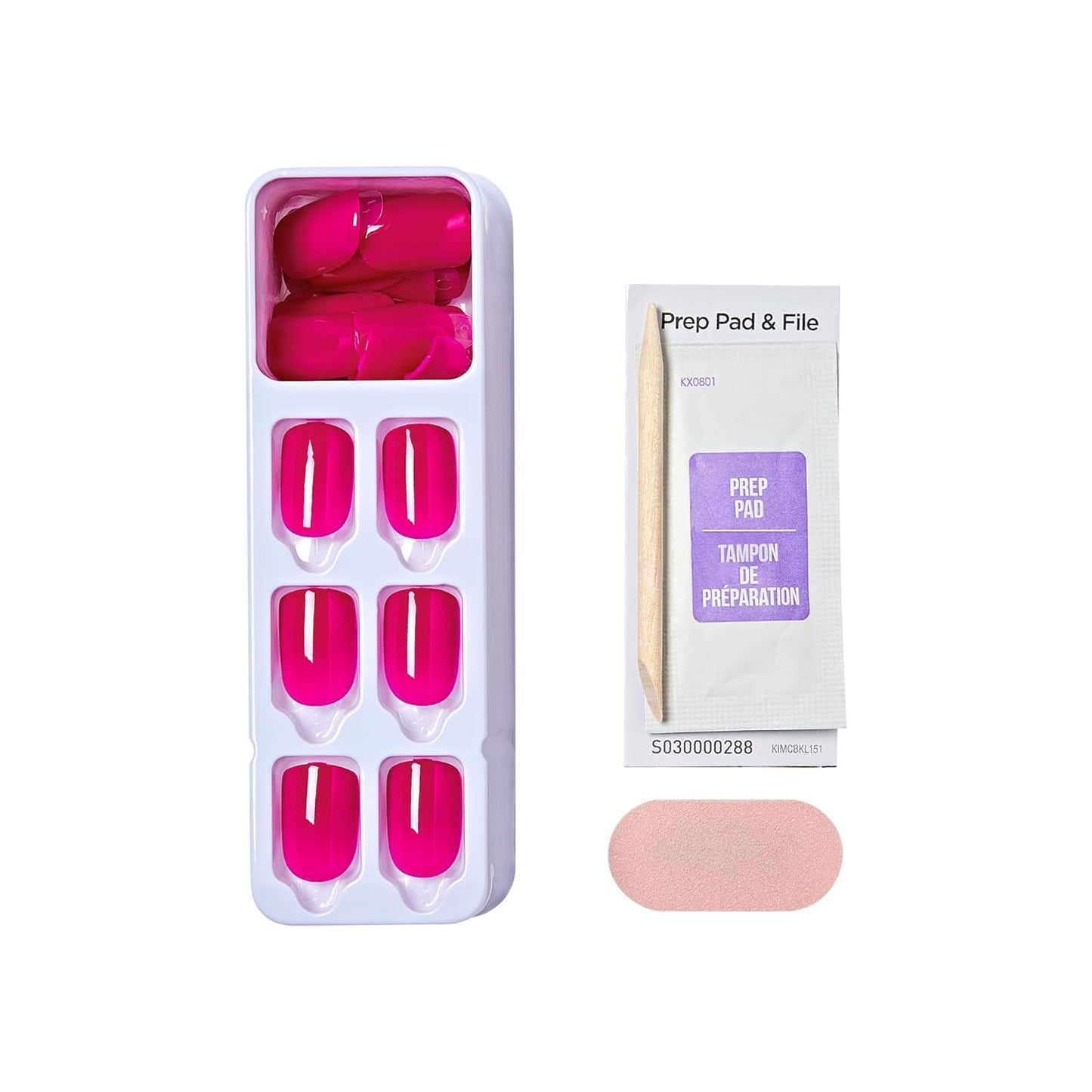 Impress No Glue Press On Nails - 'All Smiles' Pink Squoval Short | 30 Nails, Prep Pad & Manicure Kit