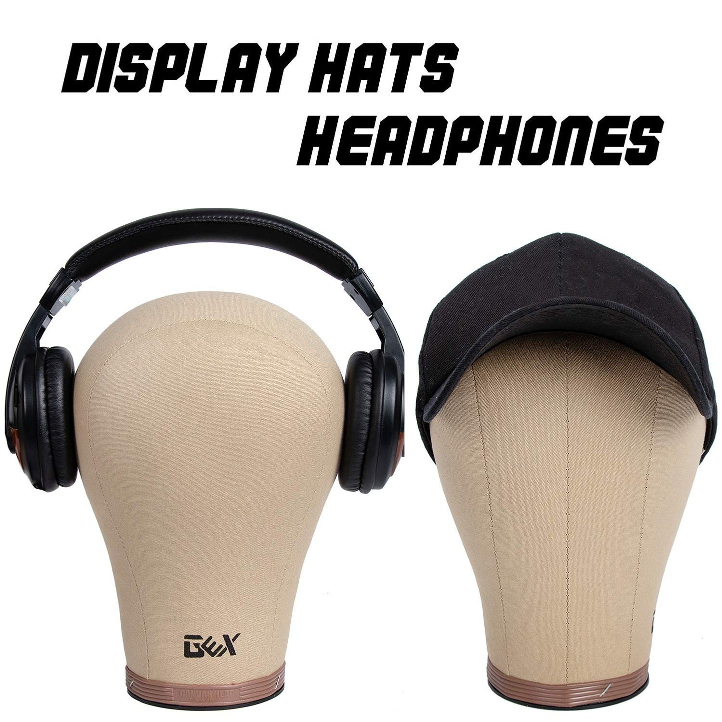 GEXWORLDWIDE GEX 20"-24" Cork Canvas Block Head Mannequin Head Wig Display Styling Head With Mount Hole (Light Brown, 22")