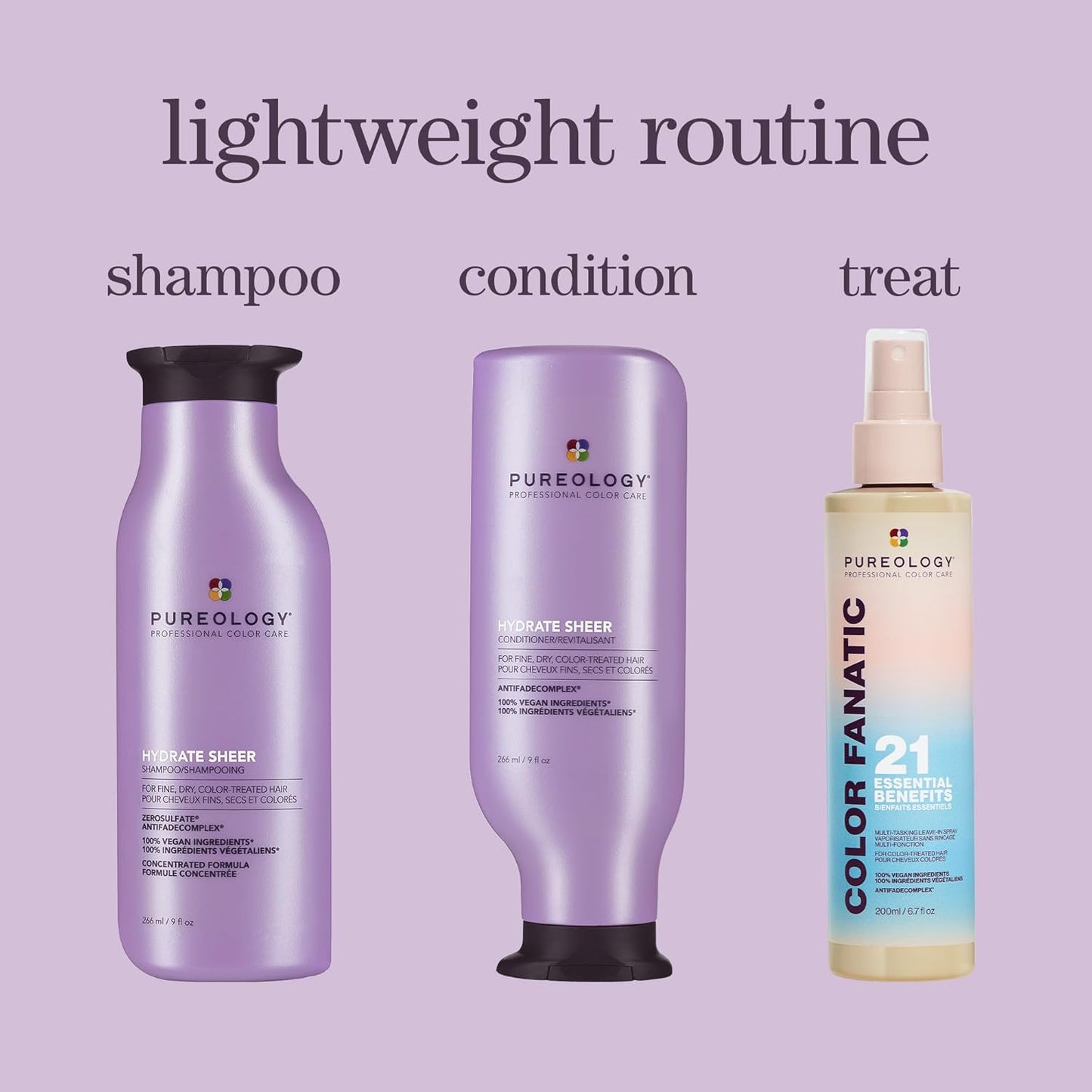 Pureology Hydrate Sheer Conditioner - Lightweight, Silicone-Free Hydrating Formula for Fine Color-Treated Hair | Vegan, 8.5 oz