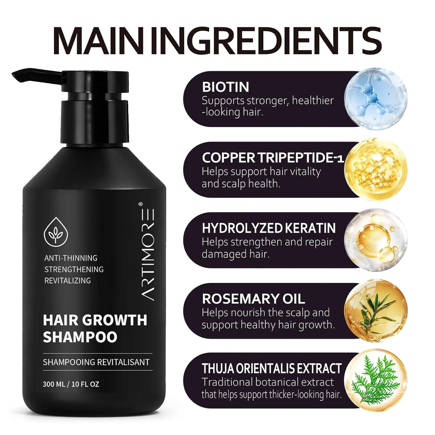 Biotin & Rosemary Hair Growth Shampoo - Nourishing Formula for Thinning Hair | 300 ml