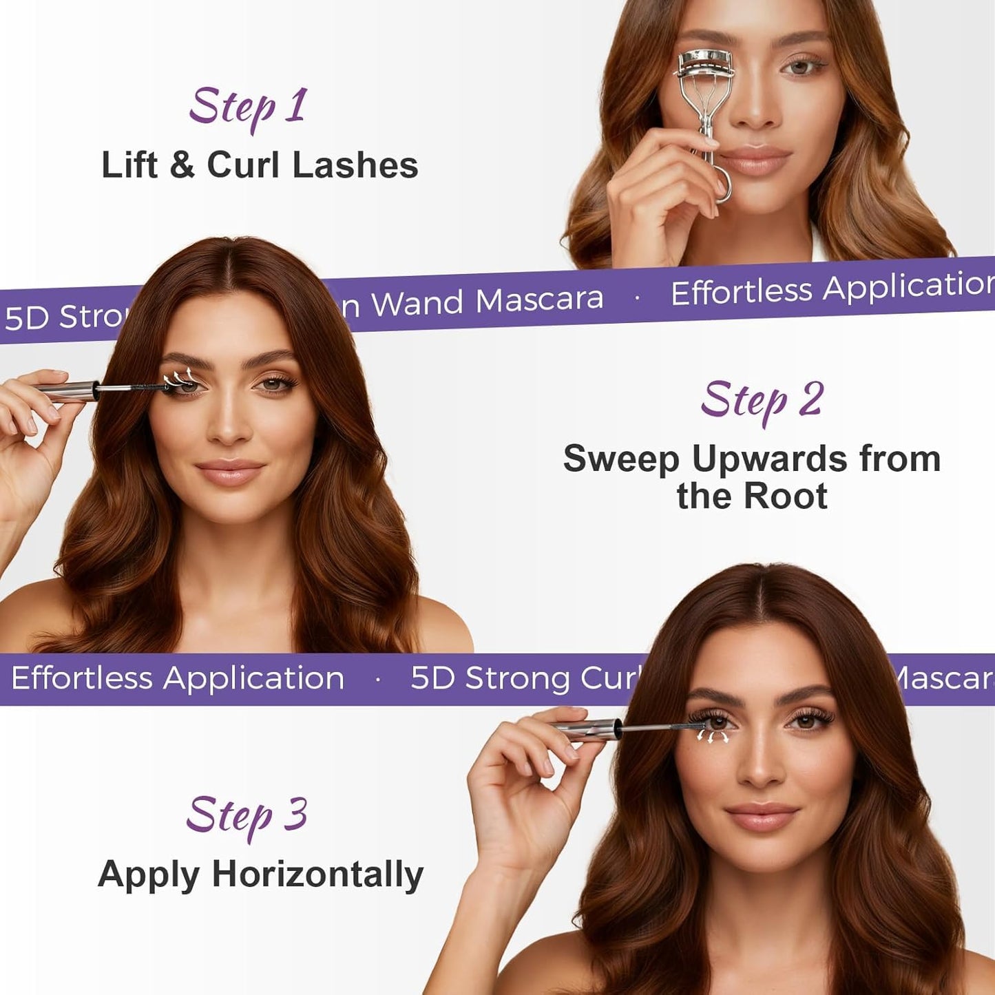 Iron Wand Mascara - 5D Curling Waterproof Formula for Volume & Length | Long-Lasting Smudge-Proof Black Mascara