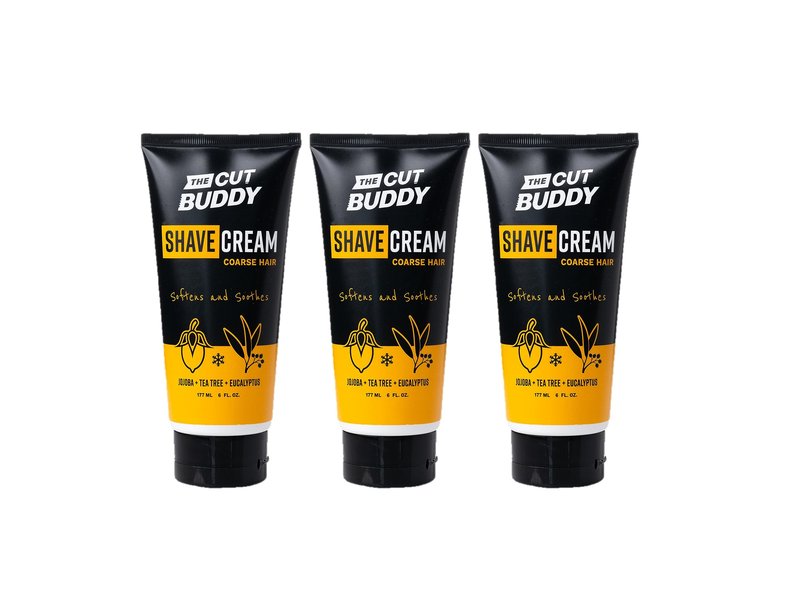 Foaming Shave Cream for Coarse Hair, Softens & Soothes, Exfoliator, 6 Fl Oz Each (Pack of 3), The Cut Buddy