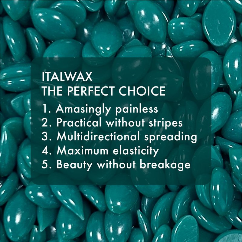 Italwax Classic Line Azulene Hard Wax Beads 1.1 lb (500 g) – Fast Setting Stripless Wax for Coarse Hair & Professional Use – Made in Italy