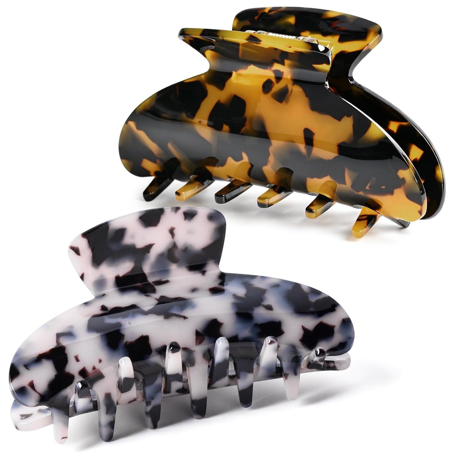 Hair Claw Banana Clips - Tortoise & Leopard Print Celluloid Barrettes | Large Fashion Accessories for Women