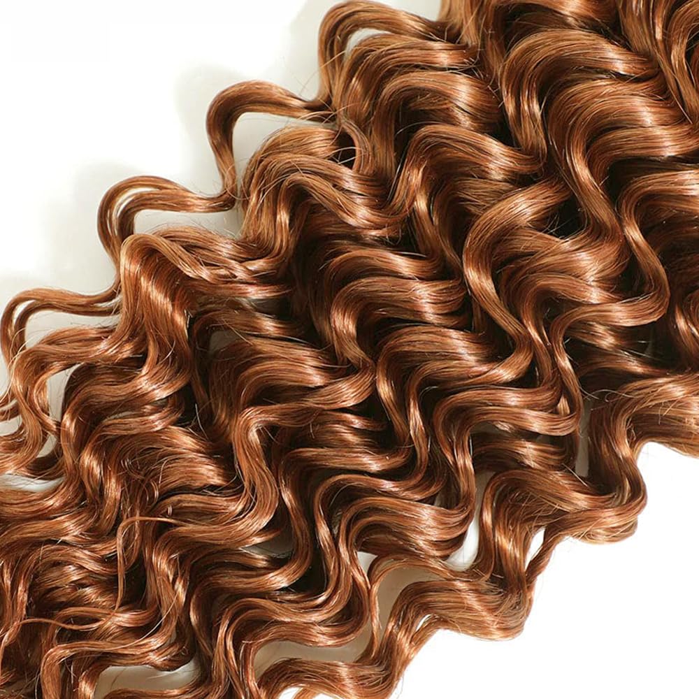 Light Brown Bundles Human Hair #30 Deep Wave Bundles 14 inch Color 30 Bundle Human Hair 50g