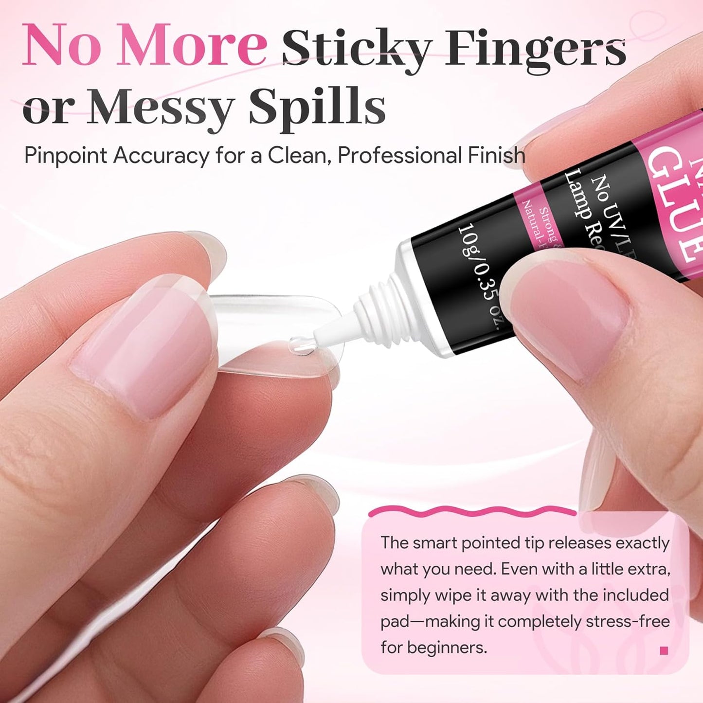 Strong Nail Glue - Quick Dry Semi Solid Gel Adhesive for Press Ons | 10g/0.35oz, Waterproof Bond for DIY Manicure