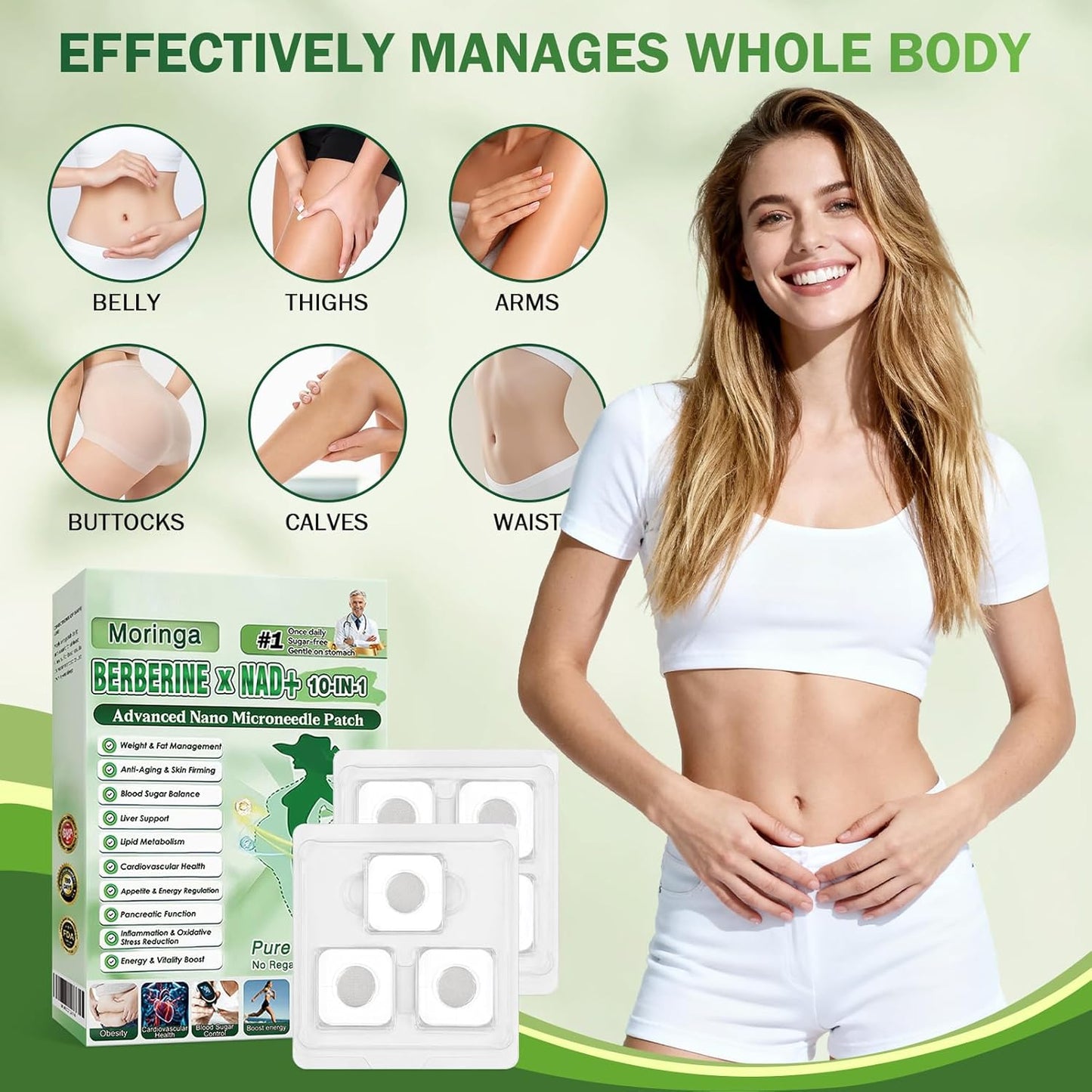 Moringa Patches - 10-in-1 Nano Microdart Patches for Natural Skin Care | 3 Boxes