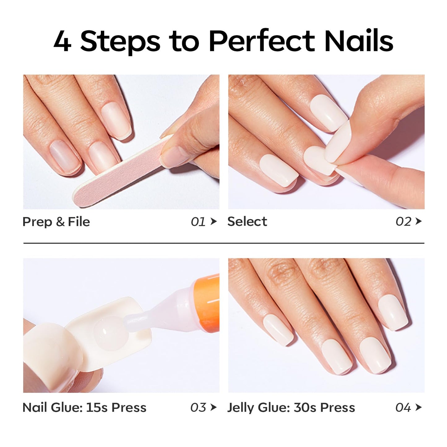 Modelones Chrome Pink Press on Nails, Summer Pearl Short Almond Fake Nails, Reusable Nail Kit with Nail Glue Adhesive Tabs Mini Nail File, Nails Press Ons 32 Pcs 16 Sizes