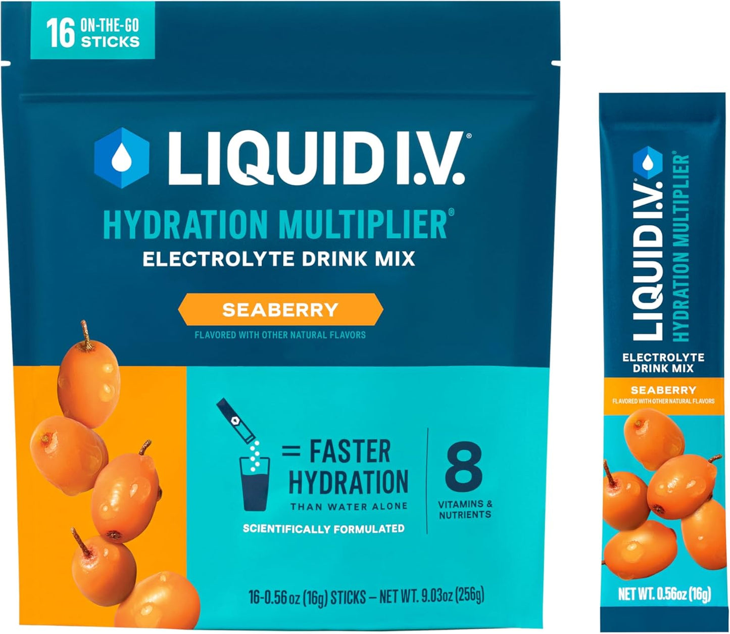 Liquid I.V.® Hydration Multiplier - Electrolyte Powder Drink Mix | Popsicle Firecracker Flavor | 16 Servings