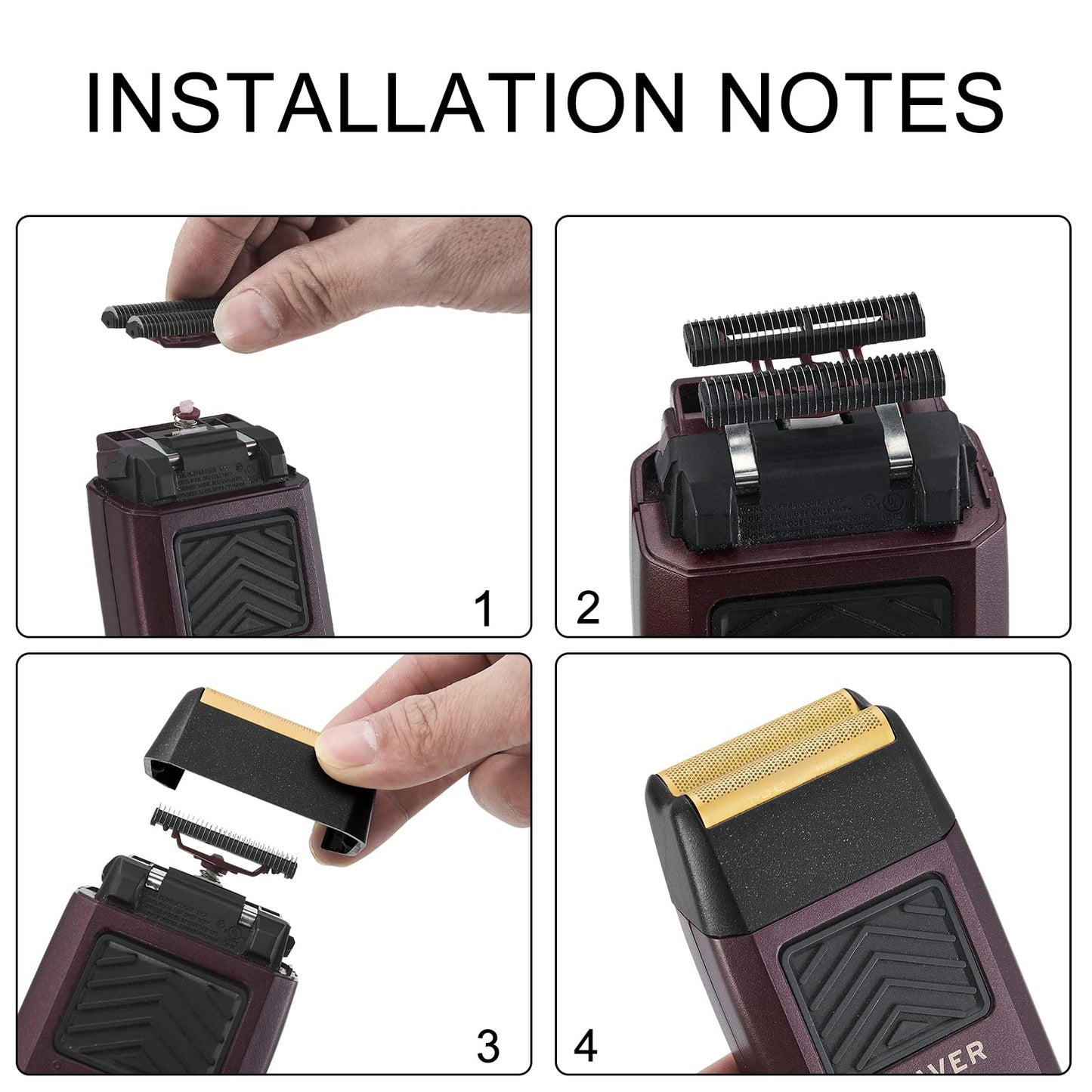 2 pcs Professional 5 Star Series Finale Shaver Shaper Replacement Super Close Gold Foil and Cutter Bar Assembly, Compatible with Wahl Shaver Foil Model 7043-100,Shaving for Barbers and Stylists