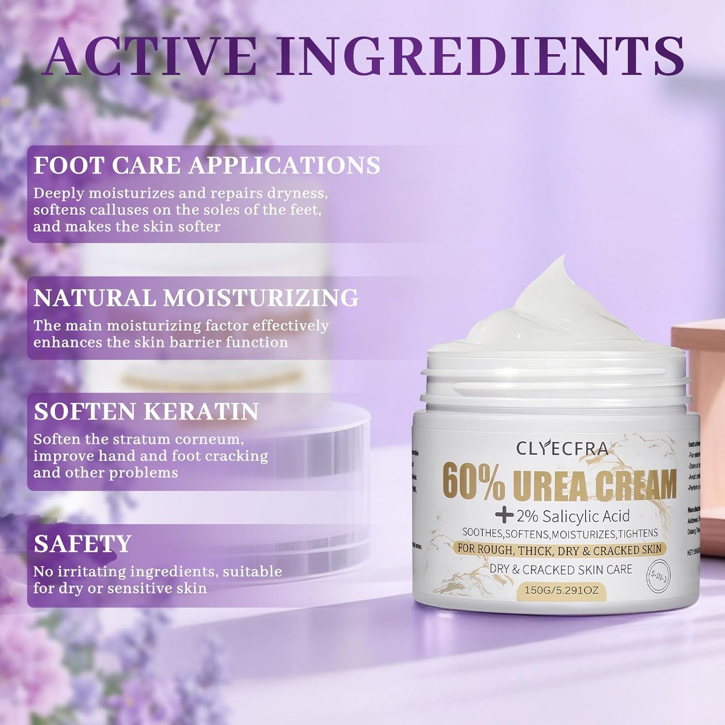 5-in-1 Urea Cream 60% with 2% Salicylic Acid - Maximum Strength Moisturizer for Rough, Dry Skin | 150g