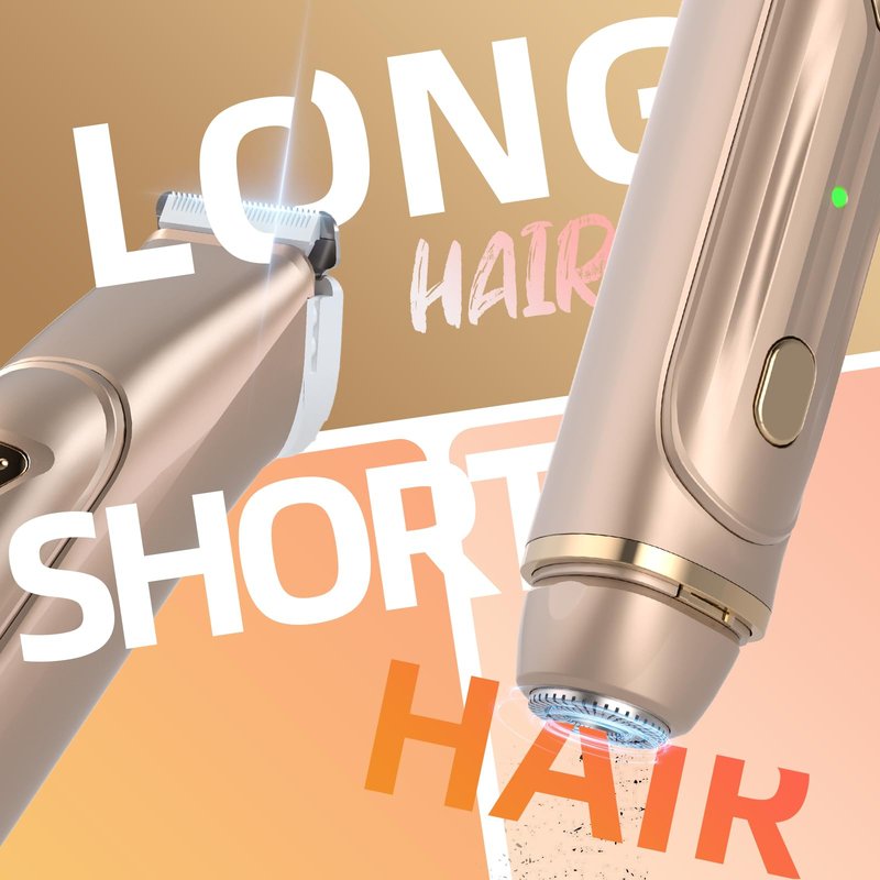 Bikini Shaver - Electric Bikini Trimmer for Women, 2-in-1 Waterproof Shaver (Light Gold)