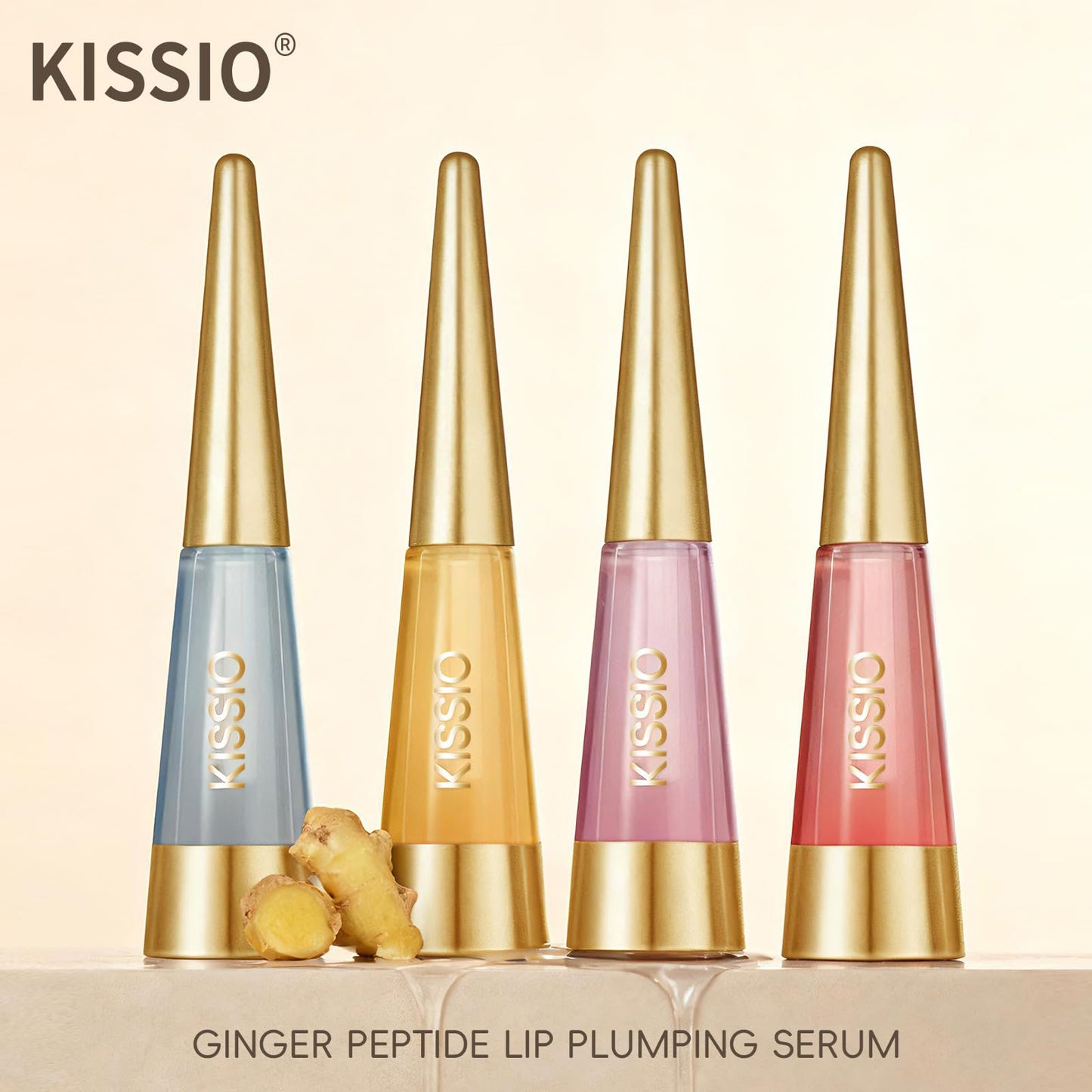 KISSIO PLUMP Lip Plumper,0.3 fl oz (9 ml),Maximum Plump with Ginger and Peptides,Extreme Lip Plumper,Hydrating and Plumping,Lips Line Care,Lips Gloss,Master