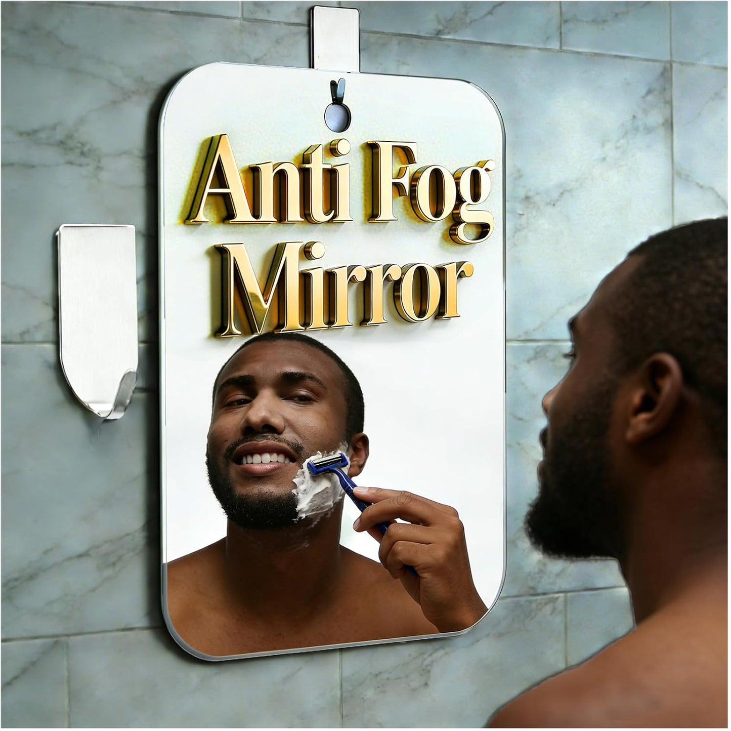 Fogless Shower Mirror for Shaving - Shatterproof Anti-Fog Design | Medium 8.1x6.1 Inch Wall-Mounted Bathroom Accessory