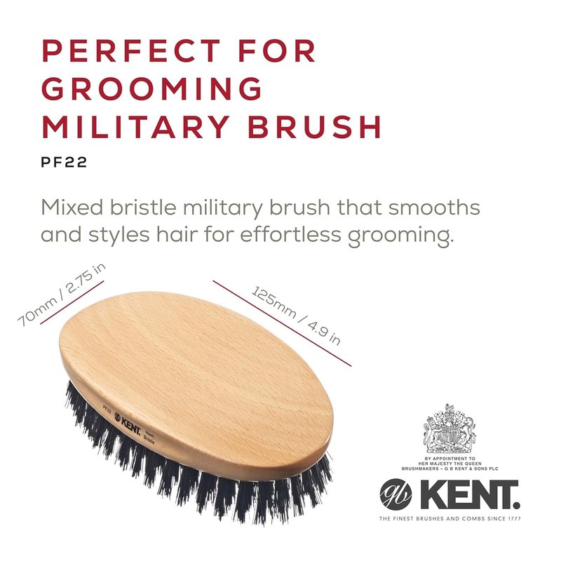Kent Mens Beard Kit, 81T Extra Small Beard Mustache Comb, Fot All Fine Tooth Pocket Comb and PF22 Oval Palm Hair Brush. Beard and Mustache Grooming Kit for Travel and Home Beard Care. Made in England