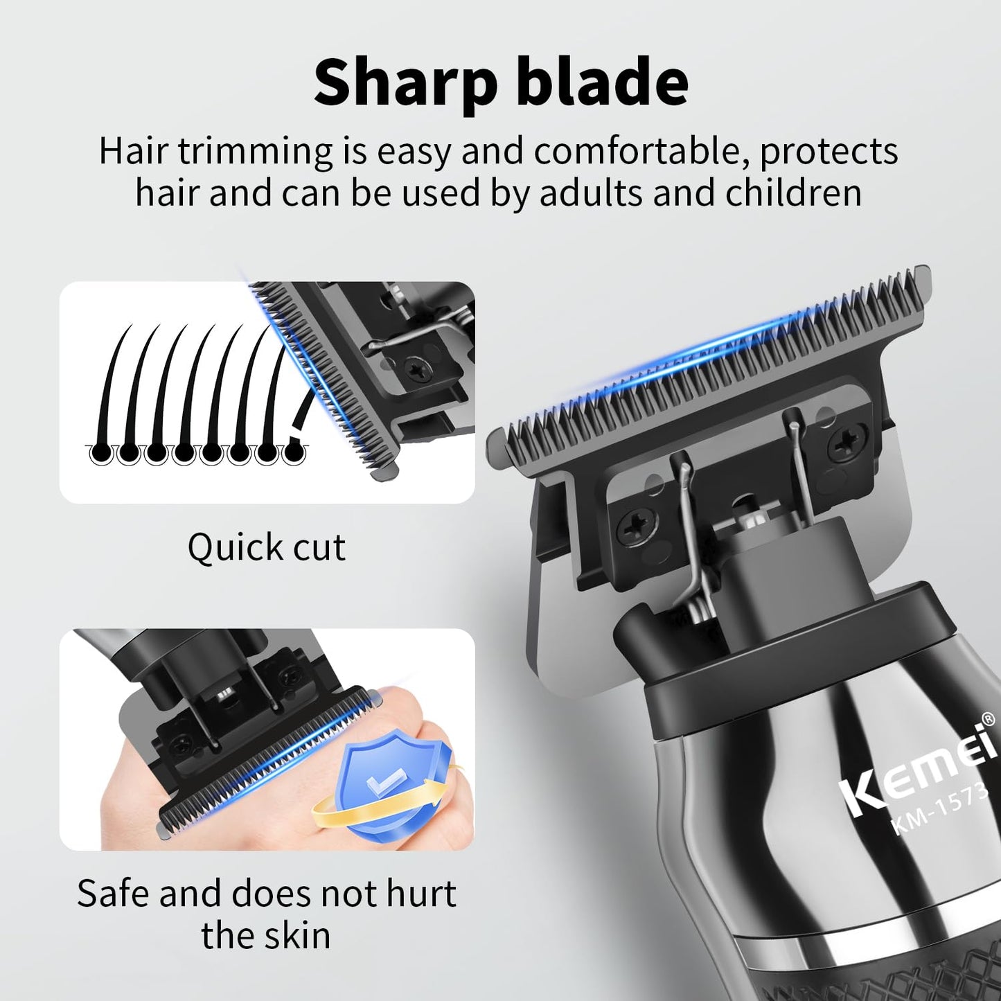KEMEI Cordless Professional Hair Clippers for Men, Rechargeable Barber Clippers and Trimmers for Cutting, Electric Hair Tools, Gifts for Men