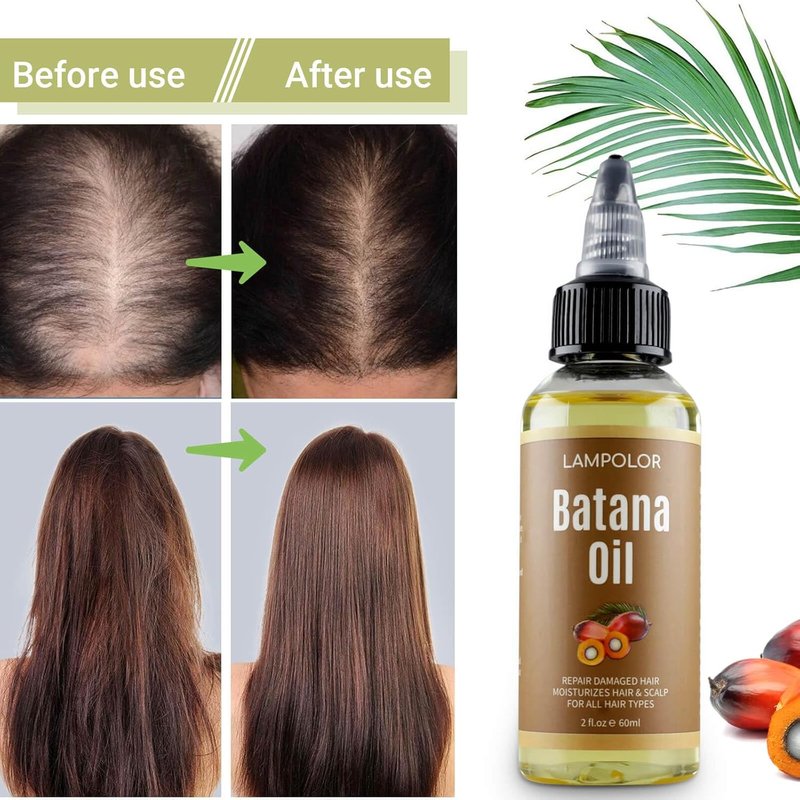 Batana Oil for Hair Growth - 100% Pure & Natural Unrefined Oil | Thicker, Stronger Hair - 2 FL OZ (60ml)